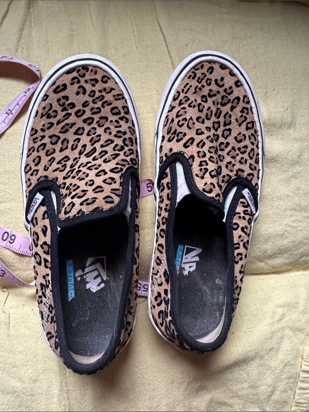 Vans  Slip-On Leopard Print Slip-On Sneakers - Tan/Black